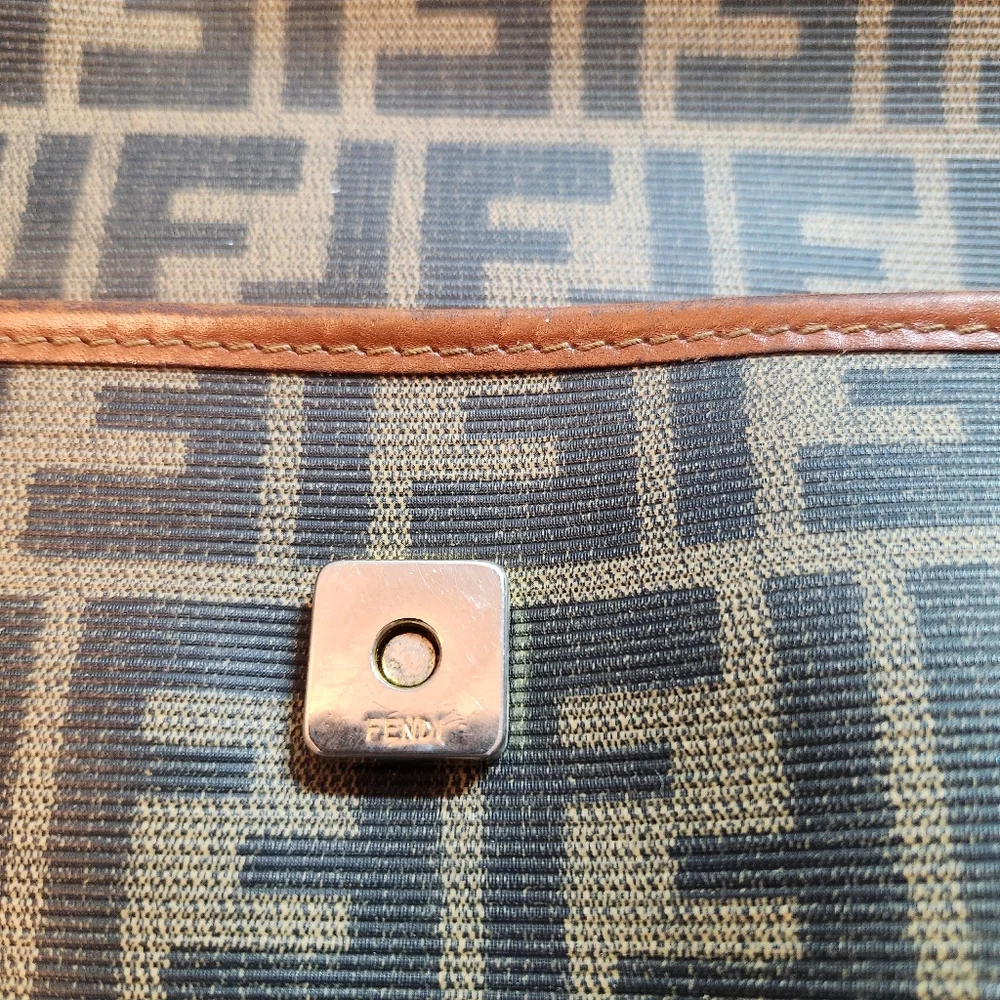 Vintage Fendi Zucca Canvas Leather Half-moon Crossbody Bag - Picture 14 of 15